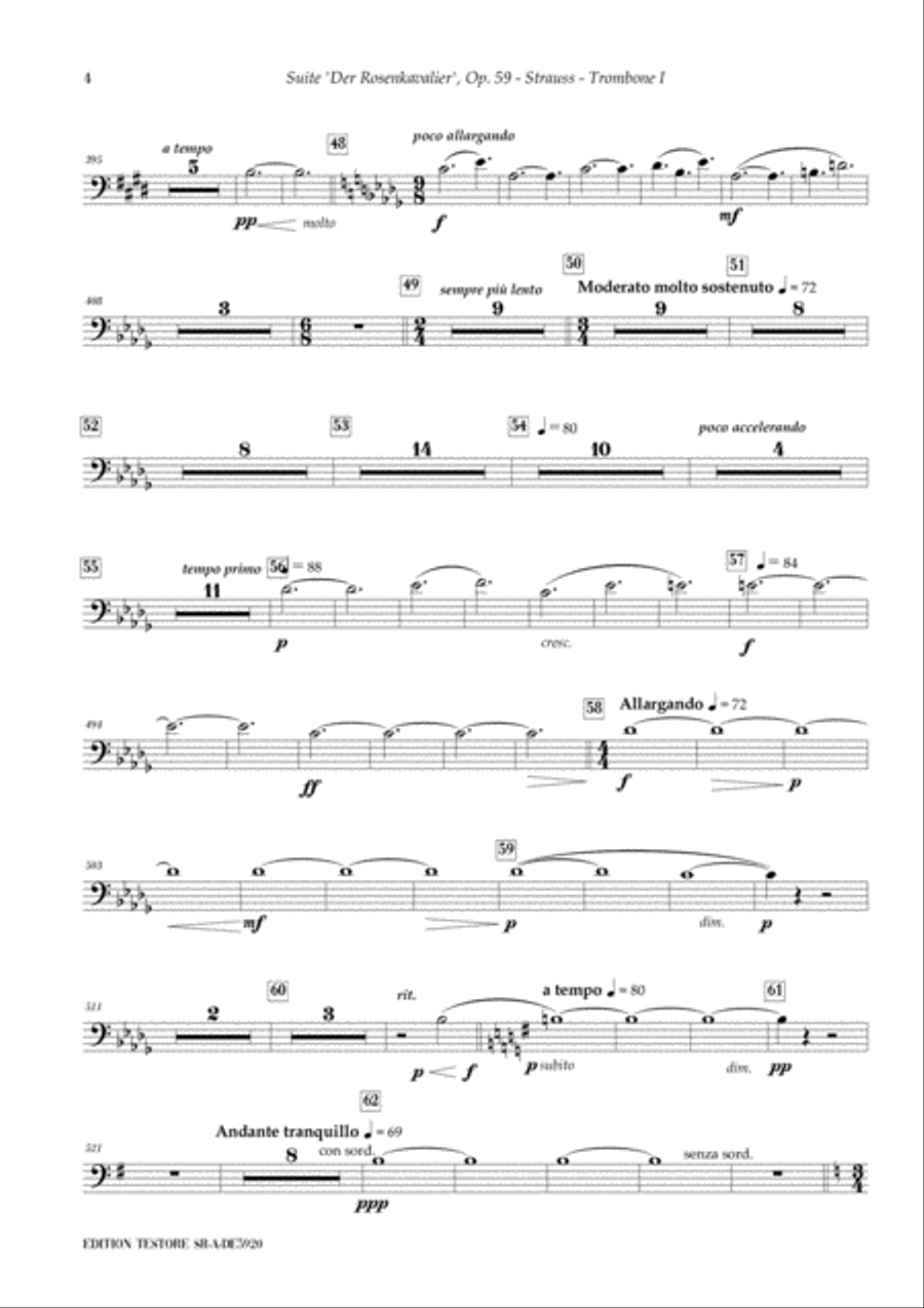 RICHARD STRAUSS - SUITE DER ROSENKAVALIER, OP. 59 - TROMBONES I, II, III & TUBA Full Orchestra scores gallery preview page 6