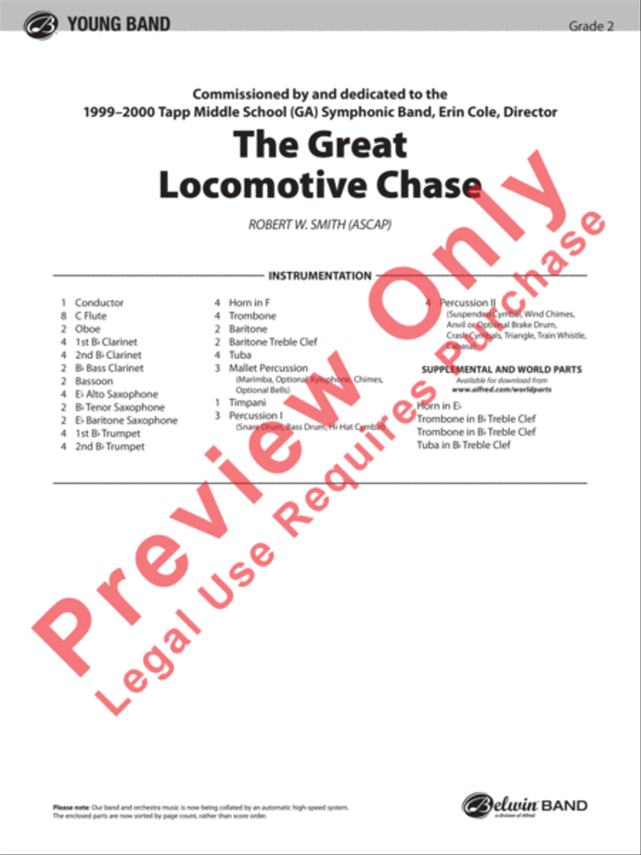 The Great Locomotive Chase Concert Band scores gallery preview page 2
