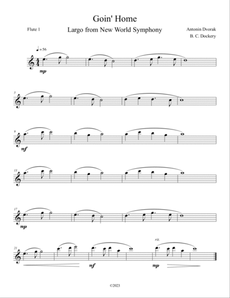 Goin' Home - Largo from New World Symphony (Flute Solo with Piano Accompaniment) Flute Solo scores gallery preview page 3