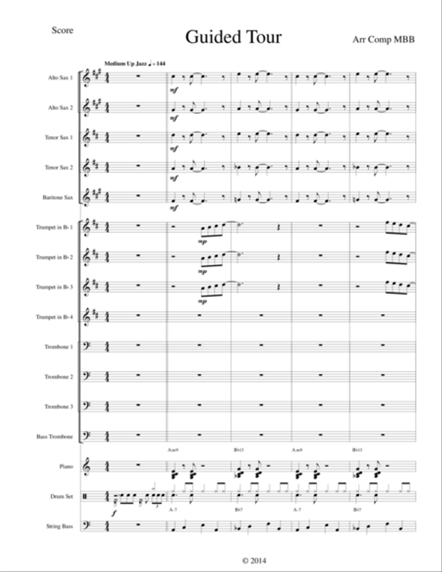 Guided Tour for Jazz Ensemble, from the CD Guided Tour by Michael BB Quartet Jazz Ensemble scores gallery preview page 1