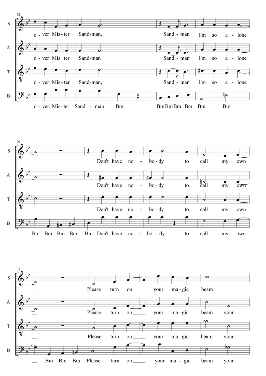 Mister Sandman 4-Part scores gallery preview page 3