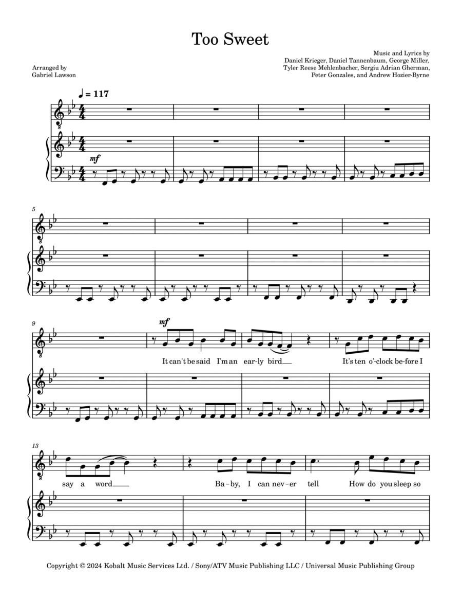 Too Sweet Voice scores gallery preview page 1