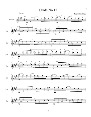 Etude No.15 For Guitar by Neal Fitzpatrick-Standard Notation