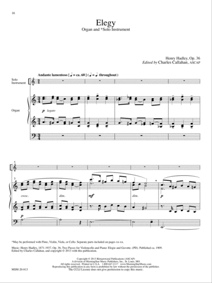 Elegy Organ scores gallery preview page 1