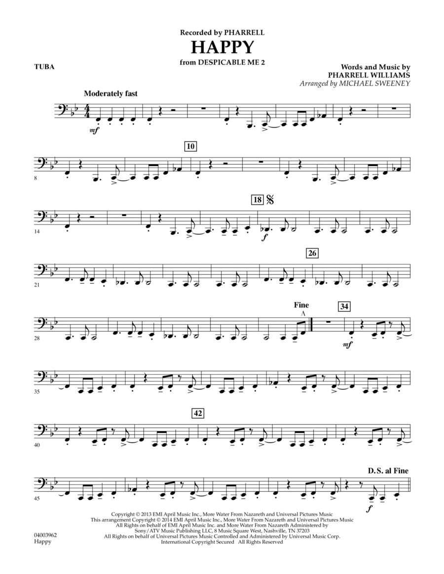 Happy (from Despicable Me 2) - Tuba Concert Band scores gallery preview page 1