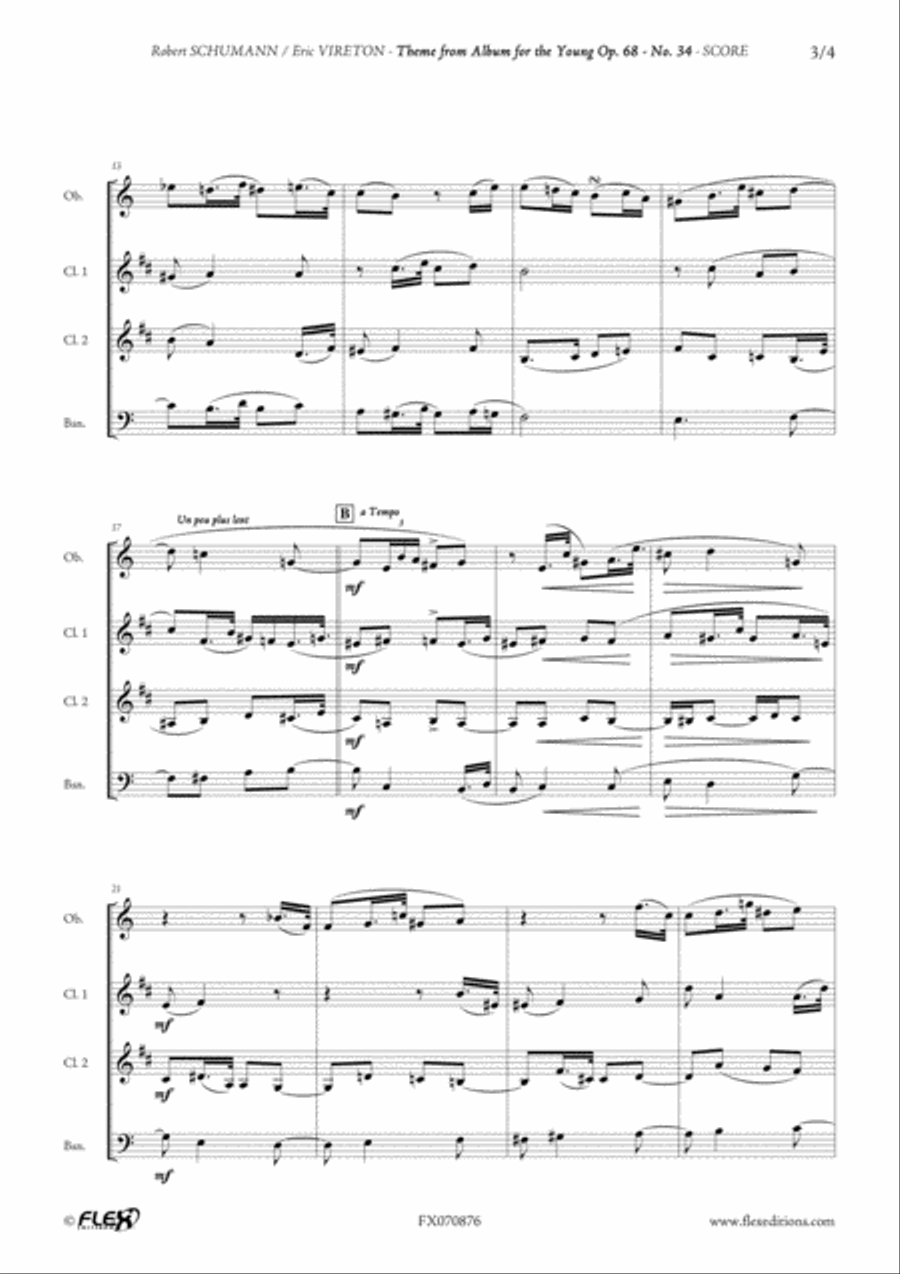 Theme from Album for the Young Opus 68 No. 34 Bassoon scores gallery preview page 3