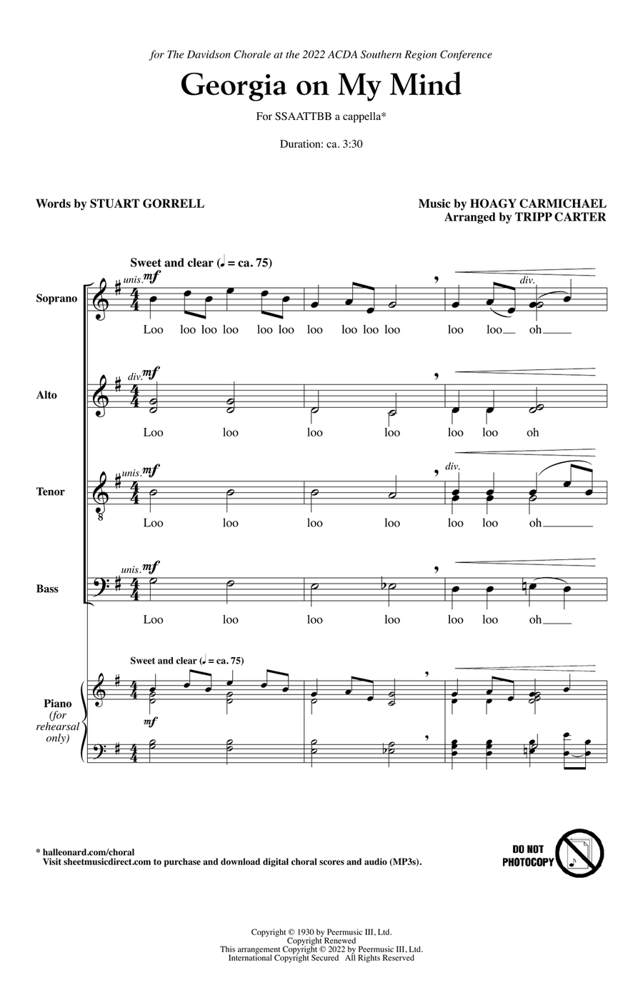 Georgia On My Mind (arr. Tripp Carter)
