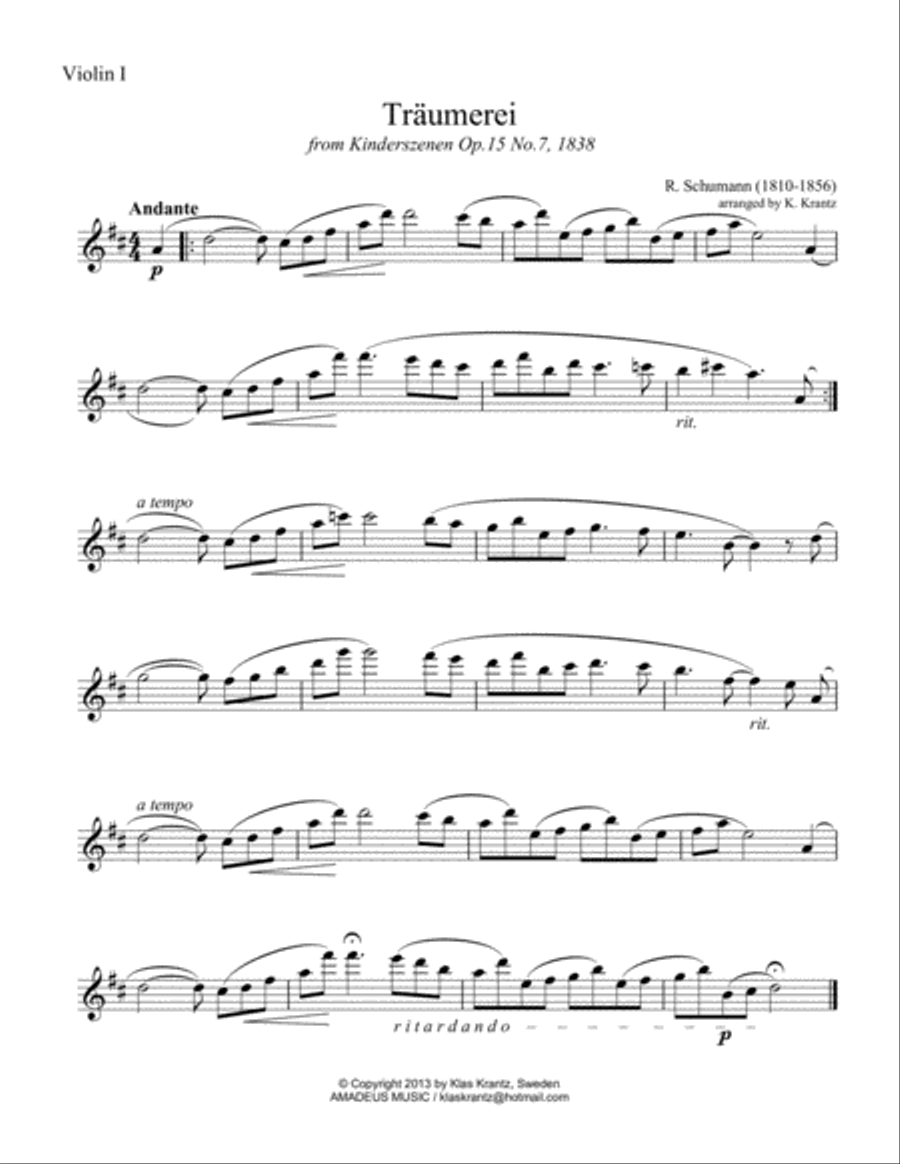 Traumerei / Dreaming for violin quartet Traumerei / Dreaming for violin quartet Piano Quartet scores gallery preview page 4