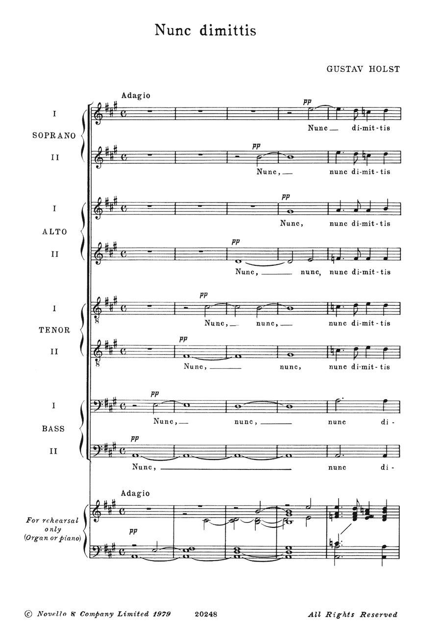 Nunc Dimittis Piano, Vocal, Guitar scores gallery preview page 1