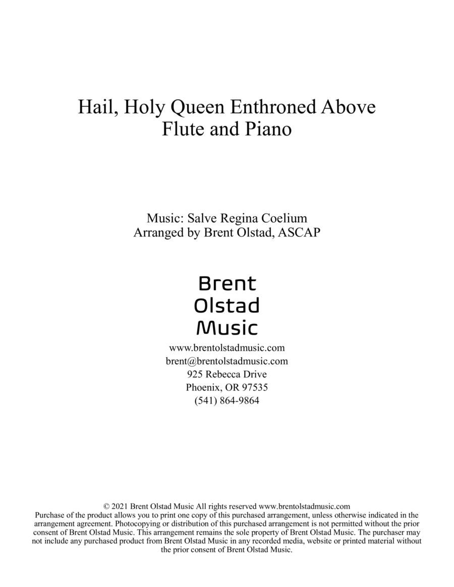 Hail, Holy Queen Enthroned Above Flute Solo scores gallery preview page 1