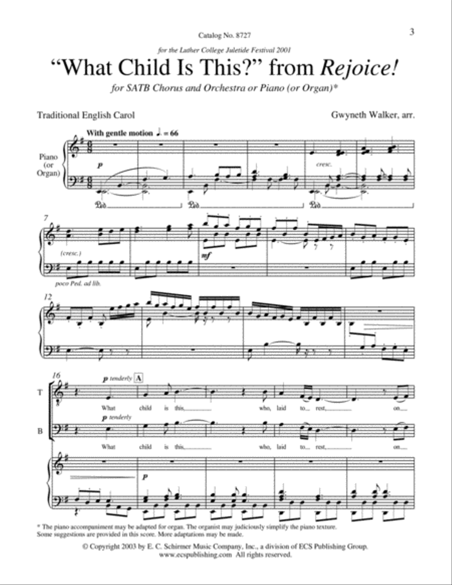 Rejoice!: 1. What Child Is This? 4-Part scores gallery preview page 3