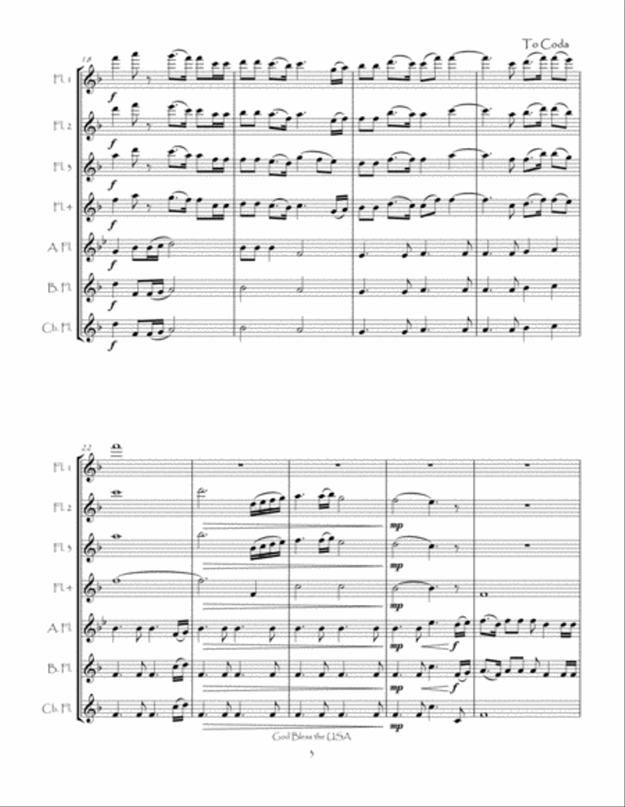 God Bless The U.S.A. Flute Choir scores gallery preview page 6