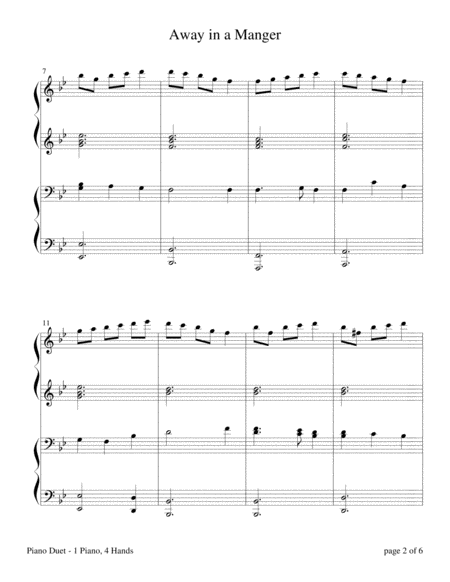Away in a Manger (Early-Intermediate Piano Duet: 1 Piano, 4 Hands)
