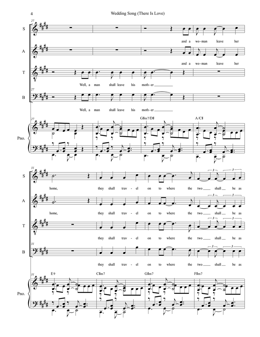 Wedding Song (there Is Love) Piano, Vocal scores gallery preview page 4