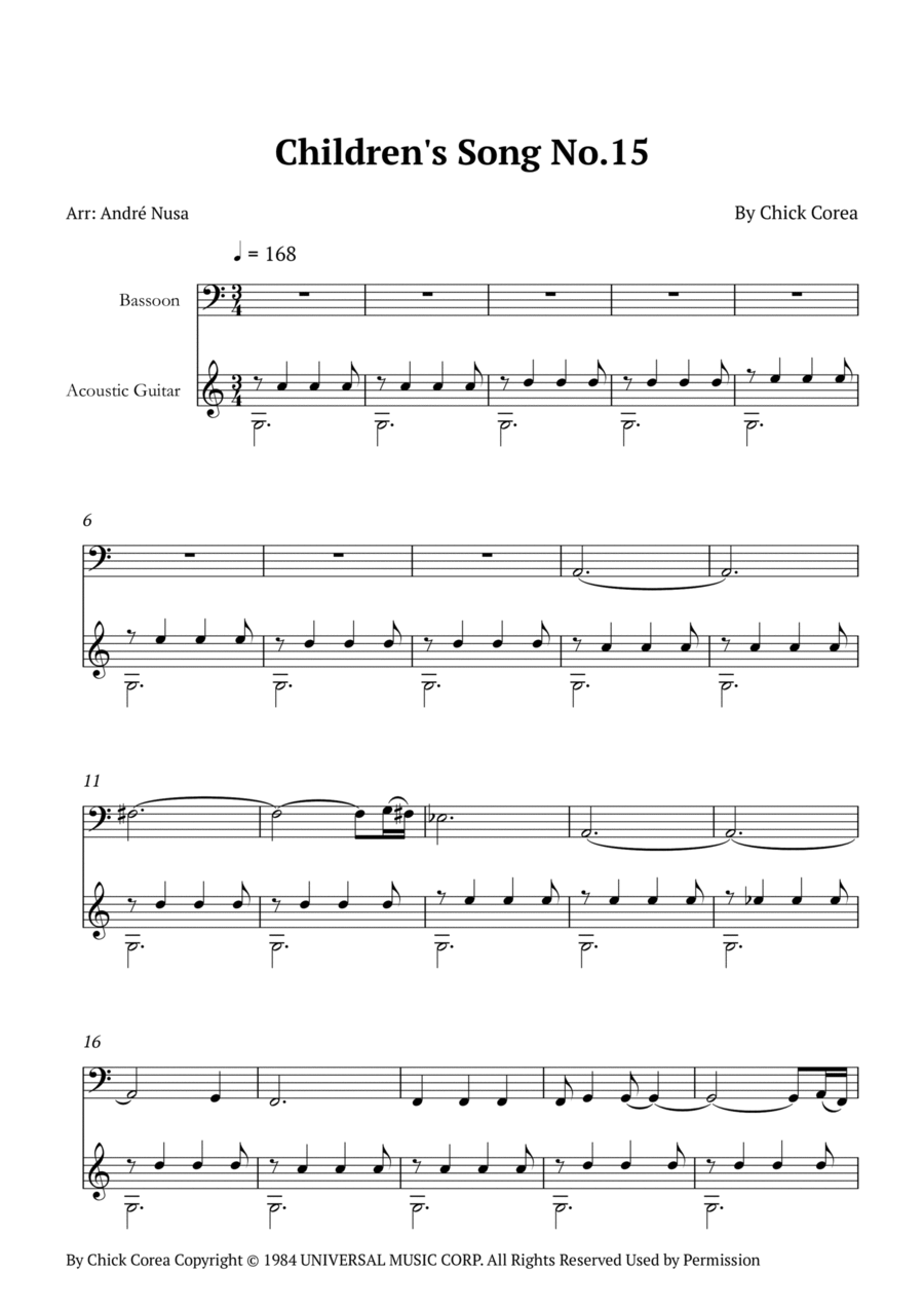 Children's Song No. 15 Bassoon scores gallery preview page 1