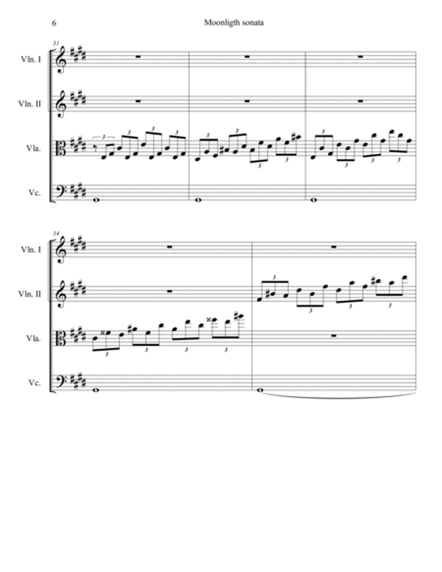 Moonlight sonata for string quartet
