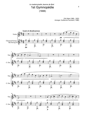 Book cover for Erik Satie - Three Gymnopédies. Arrangement for Classical Guitar and Violin