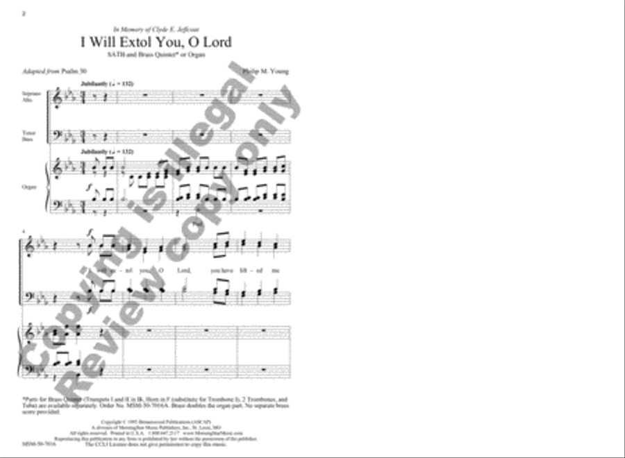 I Will Extol You, O Lord (Choral Score) image number null