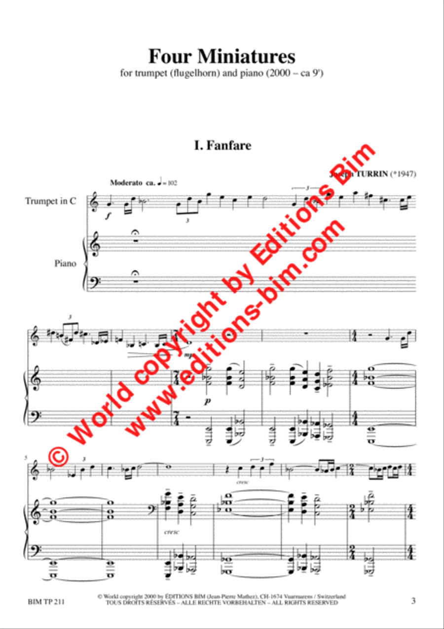Four Miniatures Trumpet Solo scores gallery preview page 2
