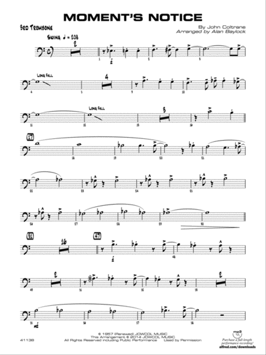Moment's Notice: 3rd Trombone Jazz Ensemble scores gallery preview page 1