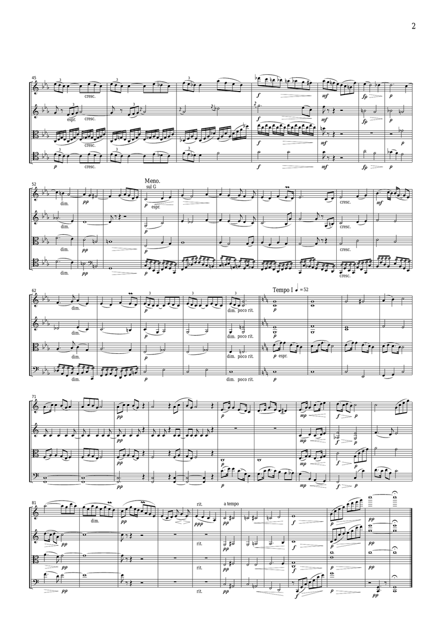 Dvorak Largo from Symphony No.9, 2nd mvt., for string quartet, CD203 String Quartet scores gallery preview page 2