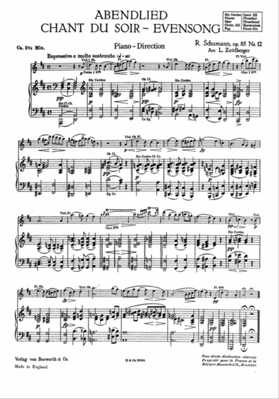 Evensong Abendlied Op.85 (Zeitlberger) Orchestra scores gallery preview page 1