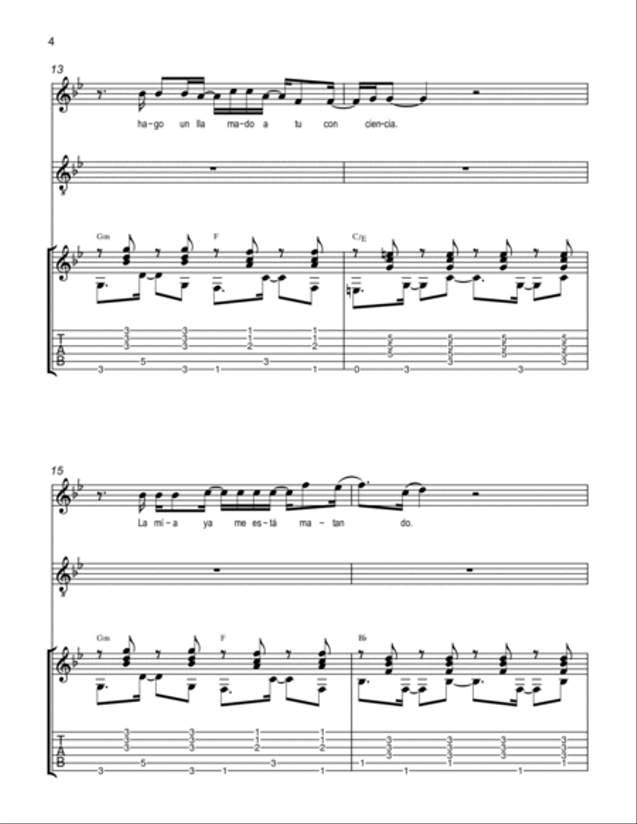 Perdoname Guitar Tablature scores gallery preview page 4