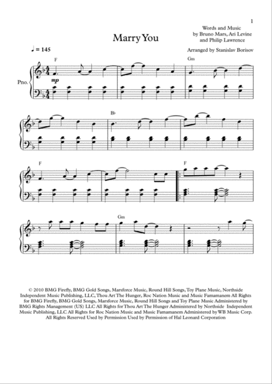 Marry You Easy Piano scores gallery preview page 1