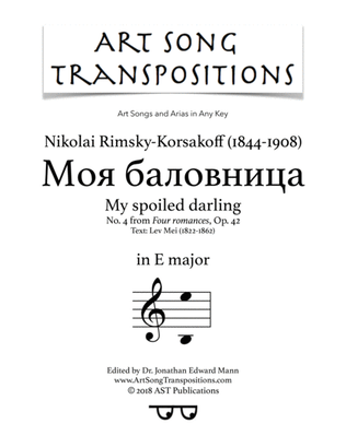 RIMSKY-KORSAKOFF: Моя баловница, Op. 42 no. 4 (transposed to E major, "My spoiled darling")