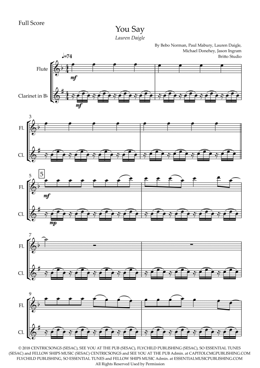 You Say You Say Woodwind Duet scores gallery preview page 1