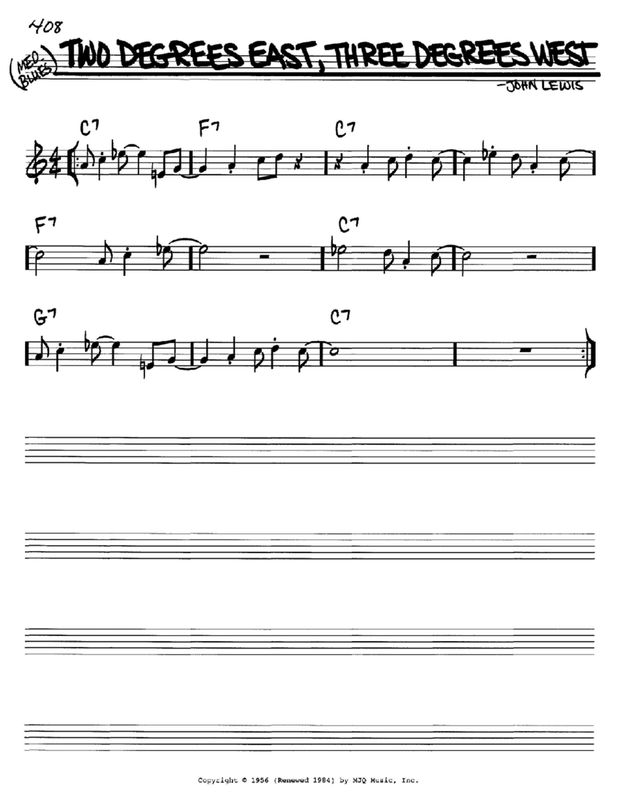 Two Degrees East, Three Degrees West C Instrument scores gallery preview page 1