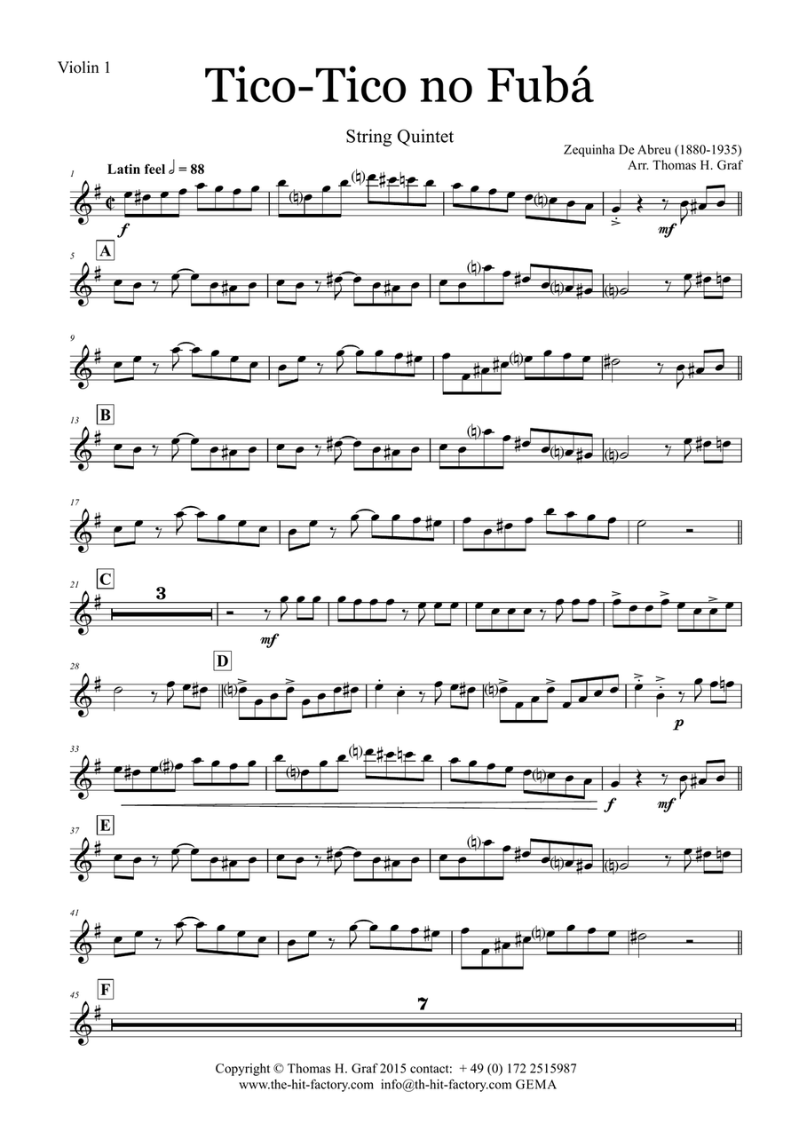 Tico-Tico no Fubá - Choro - String Quintet String Quartet scores gallery preview page 5