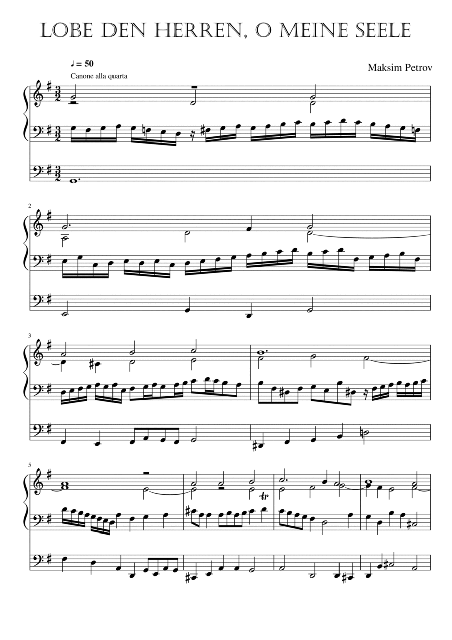 Chorale prelude 'Lobe den Herren, O meine Seele' (for organ) Organ Solo scores gallery preview page 1