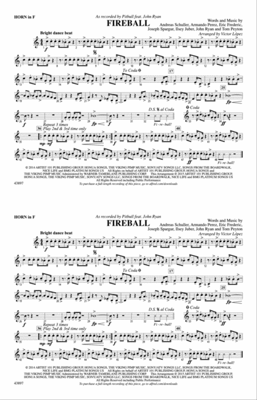 Fireball: 1st F Horn Marching Band scores gallery preview page 1