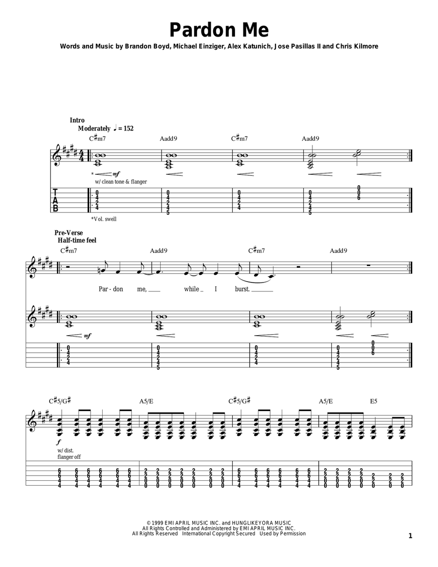 Pardon Me Acoustic Guitar scores gallery preview page 1