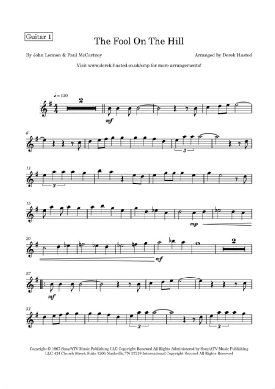 The Fool On The Hill Guitar Ensemble scores gallery preview page 4