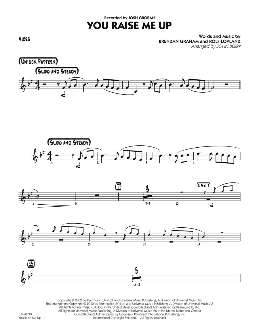 You Raise Me Up - Vibes Jazz Ensemble scores gallery preview page 1