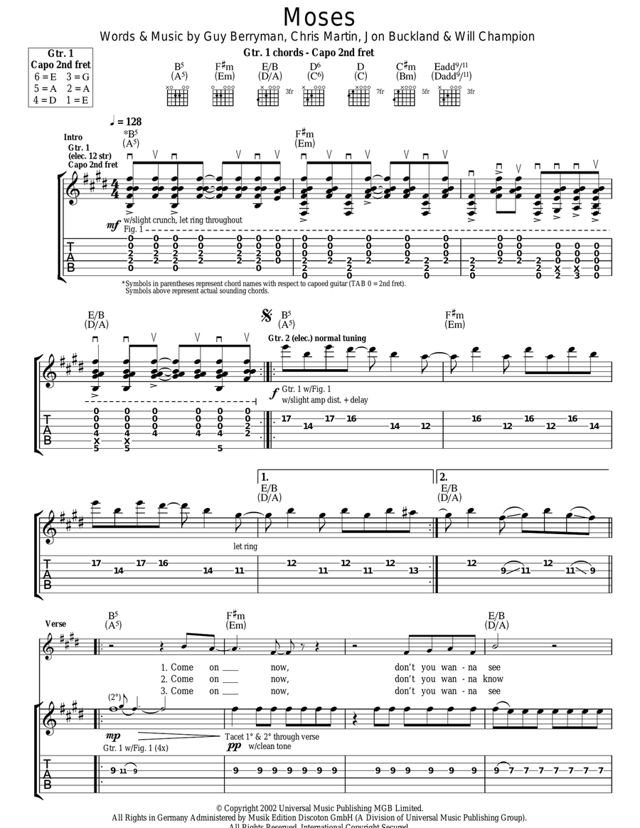 Moses Acoustic Guitar scores gallery preview page 1