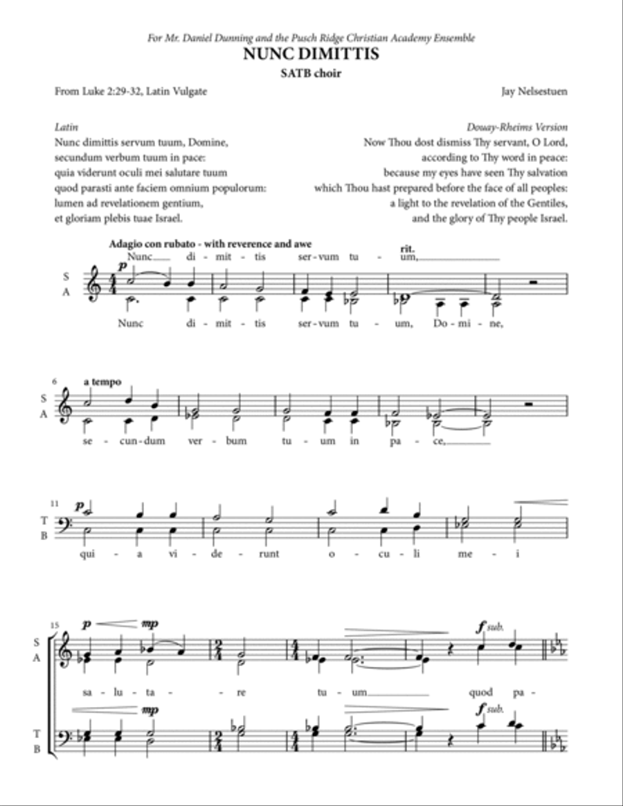 Nunc Dimittis 4-Part scores gallery preview page 2