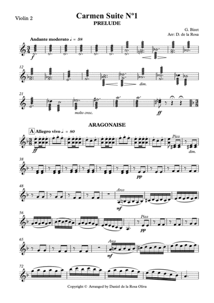 Carmen Suite Nº1 - G. Bizet - For String Quartet (Violin II) image number null