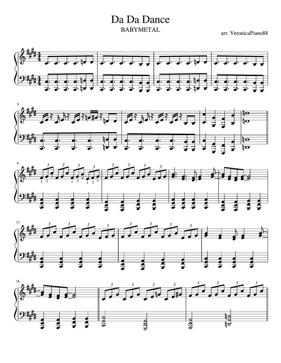 Da Da Dance (feat. Tak Matsumoto) Piano Solo scores gallery preview page 1