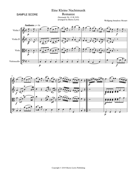 EINE KLEINE NACHTMUSIK - Romanze - (Andante) STRING TRIO, Intermediate Level image number null