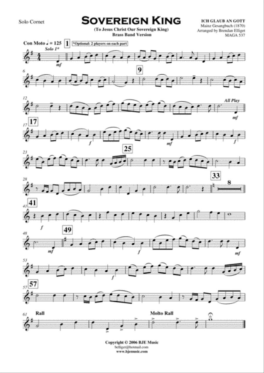 Sovereign King - Cornet Trio and Brass Band Score and Parts PDF Brass Trio scores gallery preview page 3