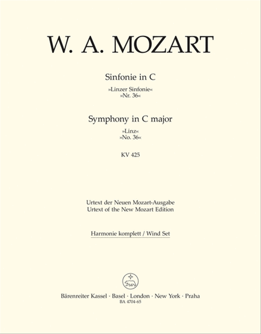 Symphony, No. 36 C major, KV 425 'Linz Symphony' by Wolfgang Amadeus Mozart Bassoon - Sheet Music