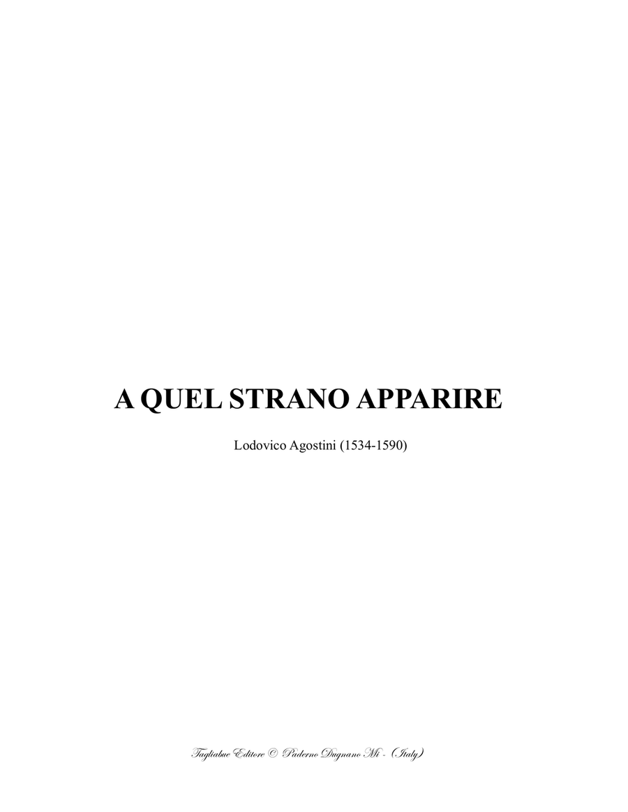 A QUEL STRANO APPARIRE - L. Agostini - For SATB Choir 4-Part scores gallery preview page 1