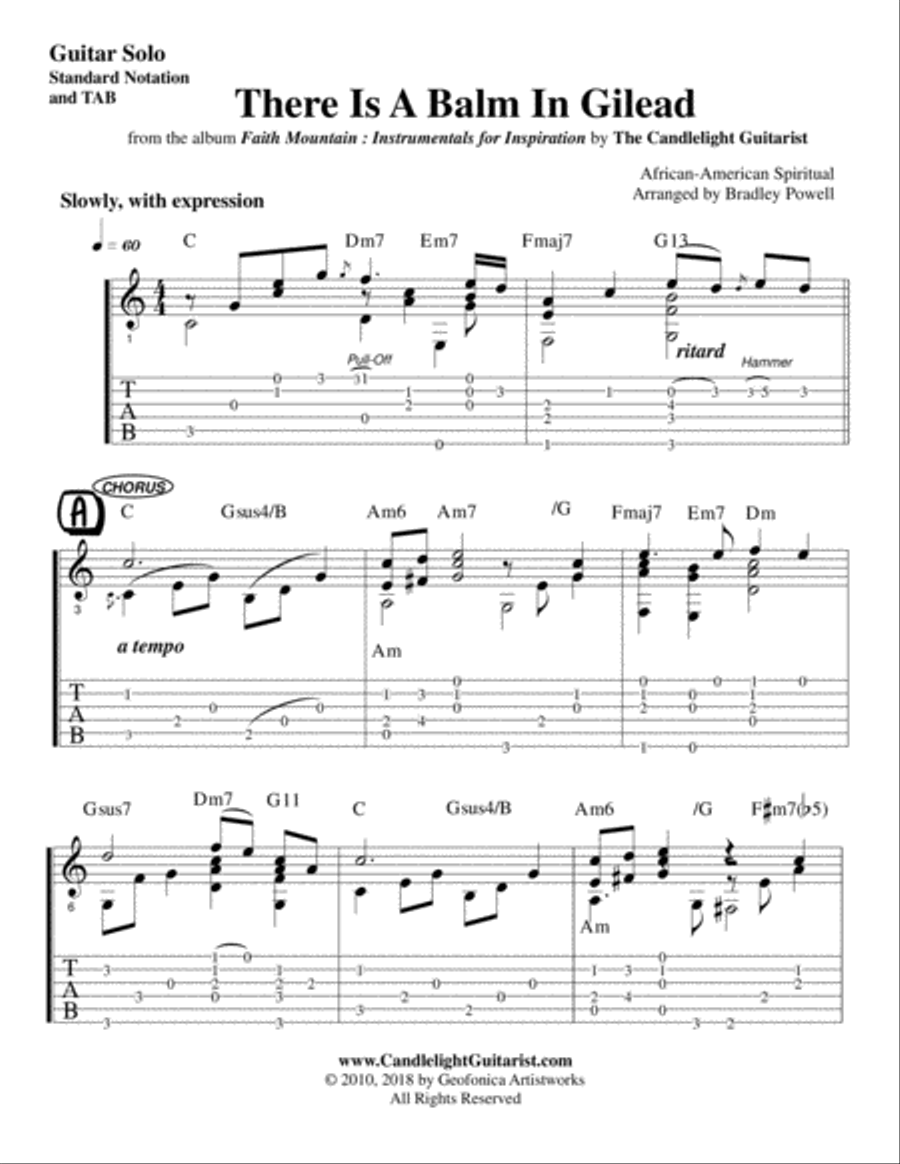 There Is A Balm In Gilead (Guitar Solo - in standard notation with TABS) Guitar Solo scores gallery preview page 2