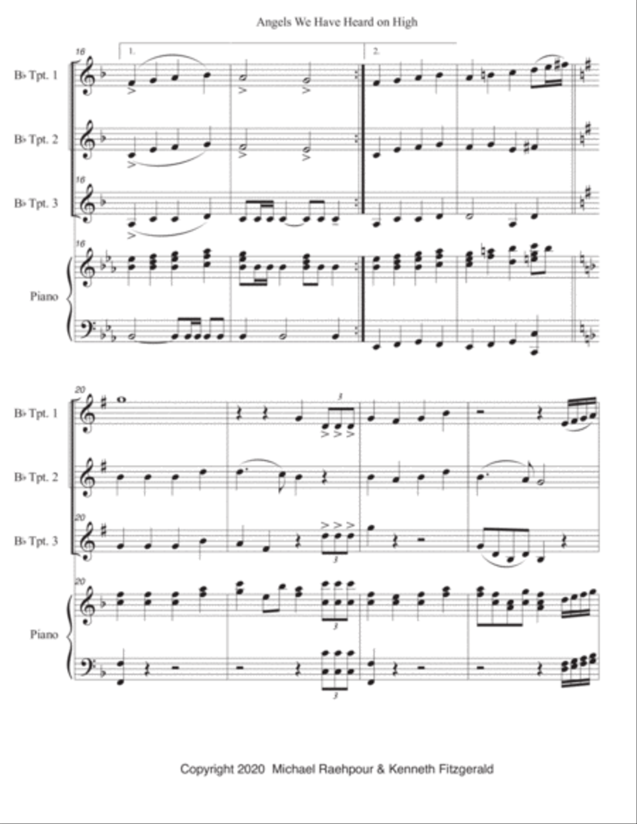Angels We Have Heard on High - Trumpet Trio (With Piano) Trumpet Trio scores gallery preview page 3