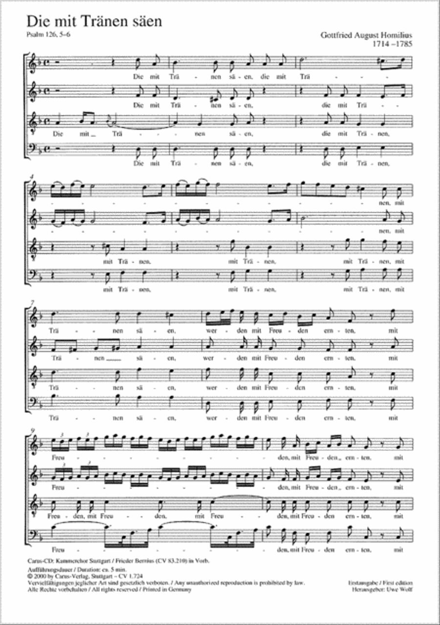 He who weeping soweth (Die mit Tranen saen) 4-Part scores gallery preview page 1
