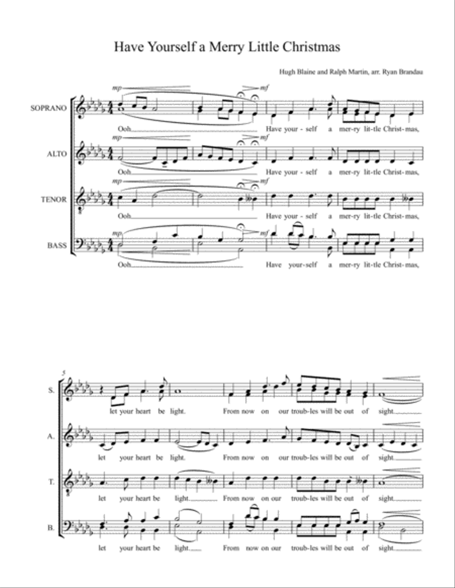 Have Yourself A Merry Little Christmas from MEET ME IN ST. LOUIS 4-Part scores gallery preview page 1