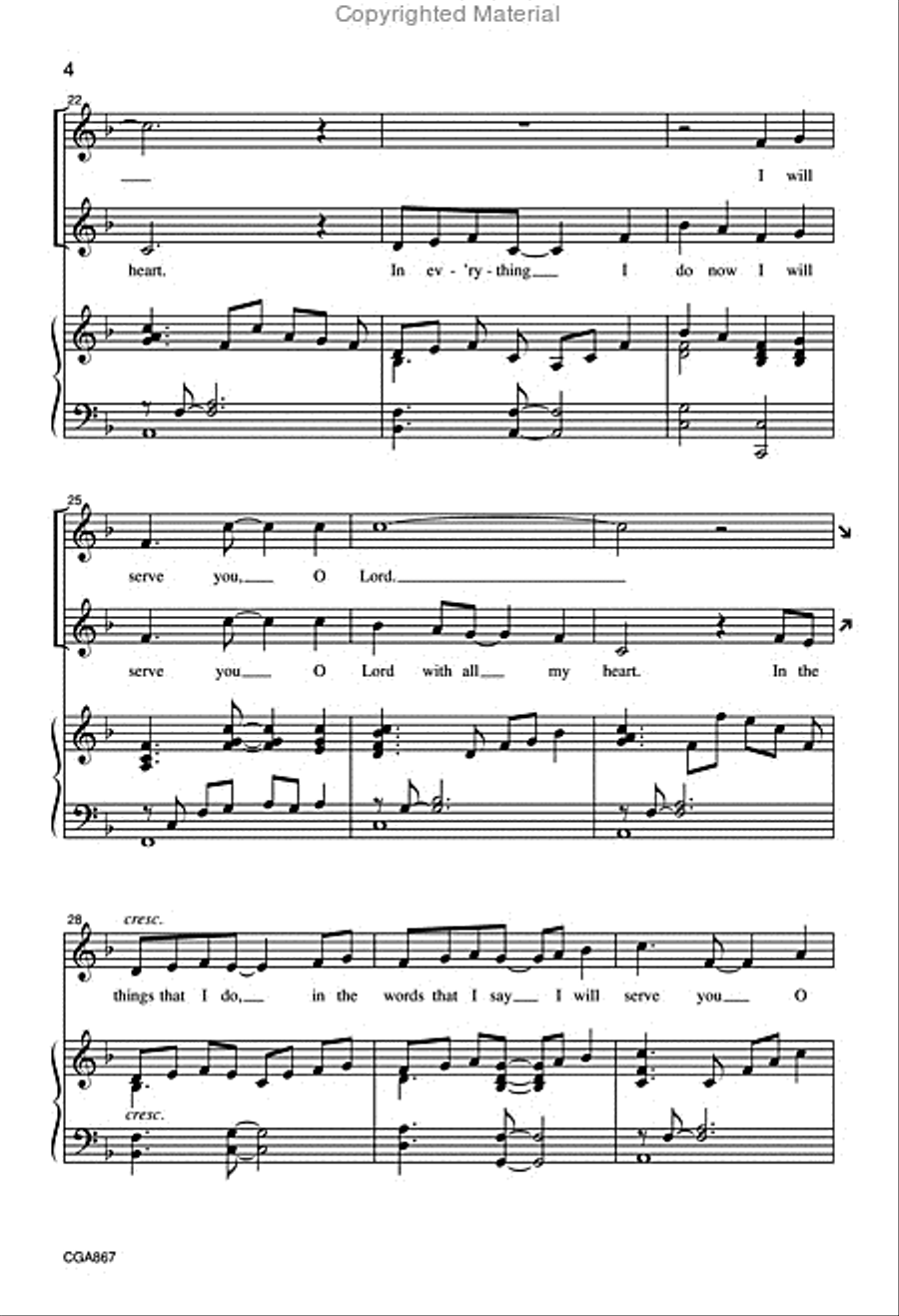 I Will Praise You, O Lord Unison Choir scores gallery preview page 4